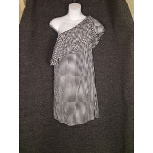 Rue21 Womens ONE SHOULDER MIDI Black White Gingham Checker SIZE MEDIUM